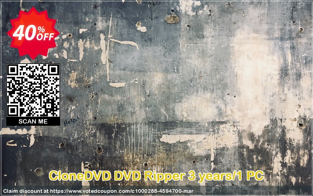 CloneDVD DVD Ripper 3 years/1 PC Coupon, discount CloneDVD DVD Ripper 3 years/1 PC big offer code 2024. Promotion: big offer code of CloneDVD DVD Ripper 3 years/1 PC 2024