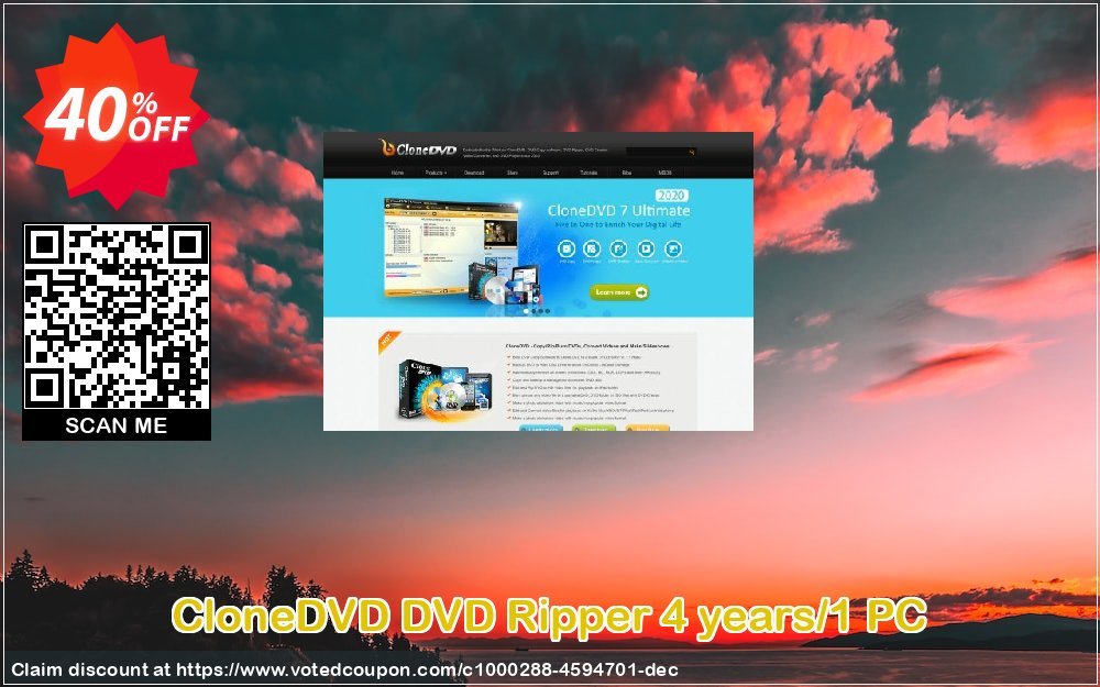 CloneDVD DVD Ripper 4 years/1 PC Coupon Code May 2024, 40% OFF - VotedCoupon