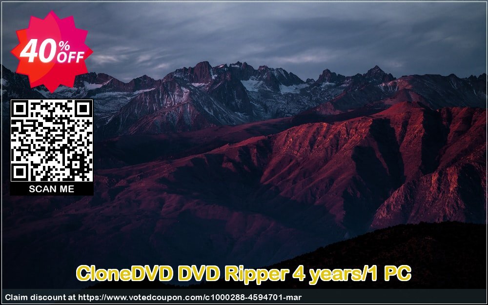 CloneDVD DVD Ripper 4 years/1 PC Coupon Code May 2024, 40% OFF - VotedCoupon