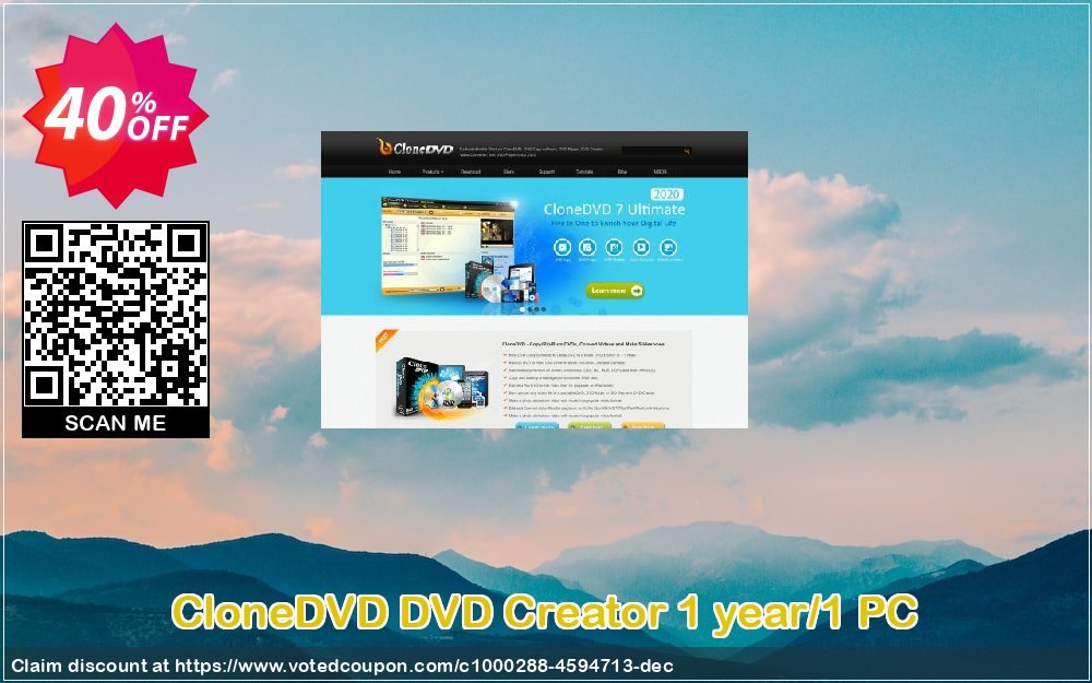 CloneDVD DVD Creator Yearly/1 PC Coupon, discount CloneDVD DVD Creator 1 year/1 PC fearsome deals code 2024. Promotion: fearsome deals code of CloneDVD DVD Creator 1 year/1 PC 2024