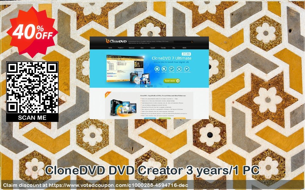 CloneDVD DVD Creator 3 years/1 PC Coupon Code May 2024, 40% OFF - VotedCoupon