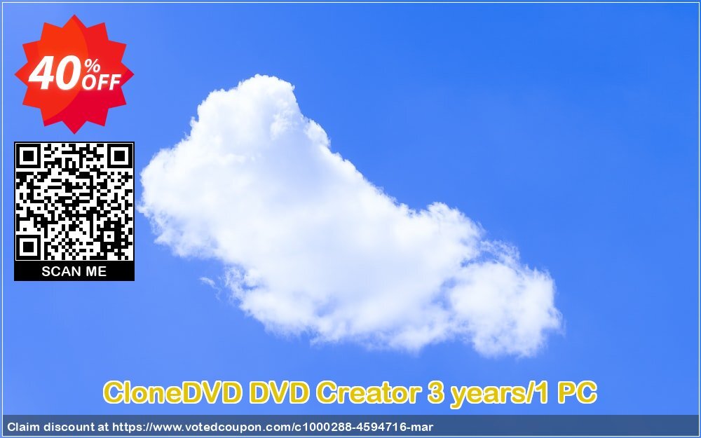 CloneDVD DVD Creator 3 years/1 PC Coupon, discount CloneDVD DVD Creator 3 years/1 PC marvelous promo code 2024. Promotion: marvelous promo code of CloneDVD DVD Creator 3 years/1 PC 2024