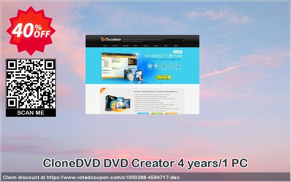 CloneDVD DVD Creator 4 years/1 PC Coupon Code May 2024, 40% OFF - VotedCoupon