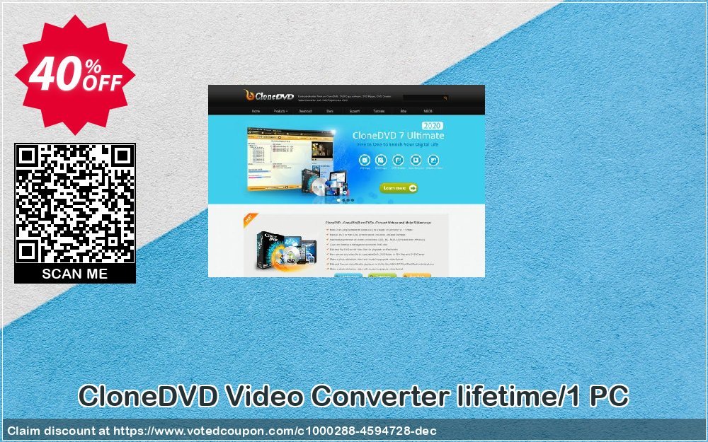 CloneDVD Video Converter lifetime/1 PC Coupon, discount CloneDVD Video Converter lifetime/1 PC wonderful offer code 2023. Promotion: wonderful offer code of CloneDVD Video Converter lifetime/1 PC 2023