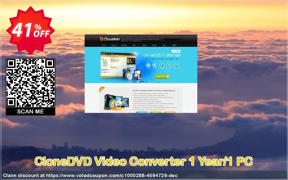 CloneDVD Video Converter Yearly/1 PC Coupon, discount CloneDVD Video Converter 1 Year/1 PC amazing discount code 2024. Promotion: amazing discount code of CloneDVD Video Converter 1 Year/1 PC 2024