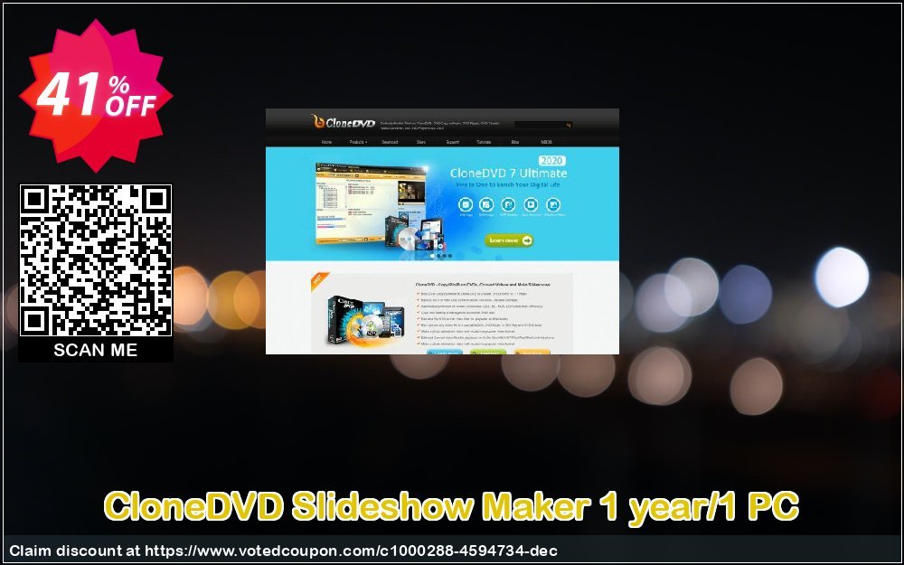 CloneDVD Slideshow Maker Yearly/1 PC Coupon Code May 2024, 41% OFF - VotedCoupon