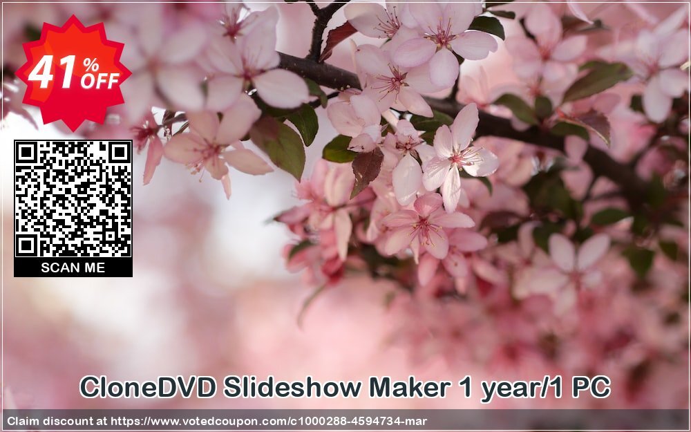 CloneDVD Slideshow Maker Yearly/1 PC Coupon, discount CloneDVD Slideshow Maker 1 year/1 PC impressive deals code 2024. Promotion: impressive deals code of CloneDVD Slideshow Maker 1 year/1 PC 2024