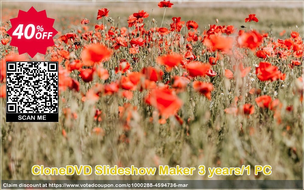 CloneDVD Slideshow Maker 3 years/1 PC Coupon, discount CloneDVD Slideshow Maker 3 years/1 PC fearsome discount code 2024. Promotion: fearsome discount code of CloneDVD Slideshow Maker 3 years/1 PC 2024