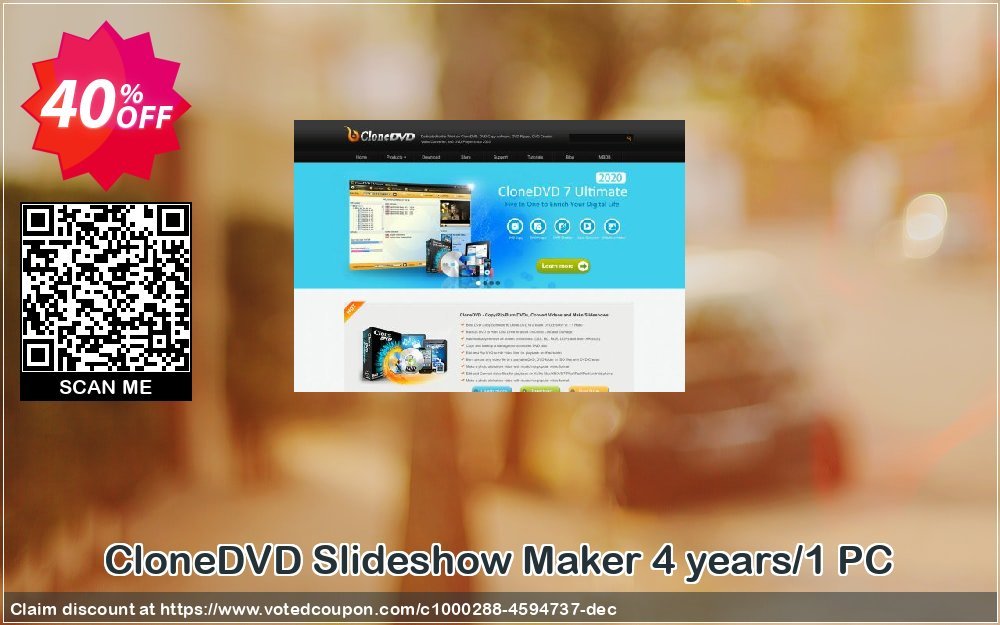 CloneDVD Slideshow Maker 4 years/1 PC Coupon, discount CloneDVD Slideshow Maker 4 years/1 PC dreaded promo code 2023. Promotion: dreaded promo code of CloneDVD Slideshow Maker 4 years/1 PC 2023