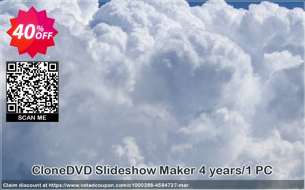 CloneDVD Slideshow Maker 4 years/1 PC Coupon Code Apr 2024, 40% OFF - VotedCoupon