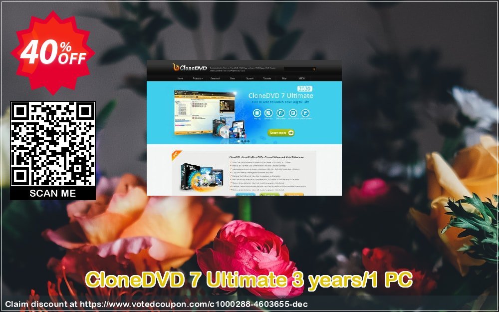 CloneDVD 7 Ultimate 3 years/1 PC Coupon, discount CloneDVD 7 Ultimate 3 years/1 PC staggering promo code 2023. Promotion: staggering promo code of CloneDVD 7 Ultimate 3 years/1 PC 2023