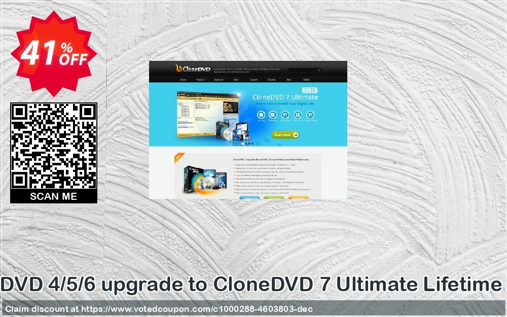 CloneDVD 4/5/6 upgrade to CloneDVD 7 Ultimate Lifetime / 1 PC Coupon, discount CloneDVD 4/5/6 upgrade to CloneDVD 7 Ultimate Lifetime / 1 PC awful discounts code 2023. Promotion: awful discounts code of CloneDVD 4/5/6 upgrade to CloneDVD 7 Ultimate Lifetime / 1 PC 2023