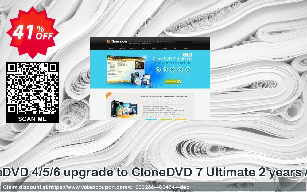 CloneDVD 4/5/6 upgrade to CloneDVD 7 Ultimate 2 years / 1 PC Coupon, discount CloneDVD 4/5/6 upgrade to CloneDVD 7 Ultimate 2 years / 1 PC staggering promotions code 2023. Promotion: staggering promotions code of CloneDVD 4/5/6 upgrade to CloneDVD 7 Ultimate 2 years / 1 PC 2023
