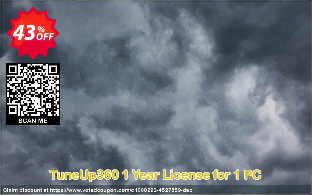 TuneUp360 Yearly Plan for 1 PC Coupon, discount TuneUp360 1 Year License for 1 PC awesome promotions code 2023. Promotion: awesome promotions code of TuneUp360 1 Year License for 1 PC 2023