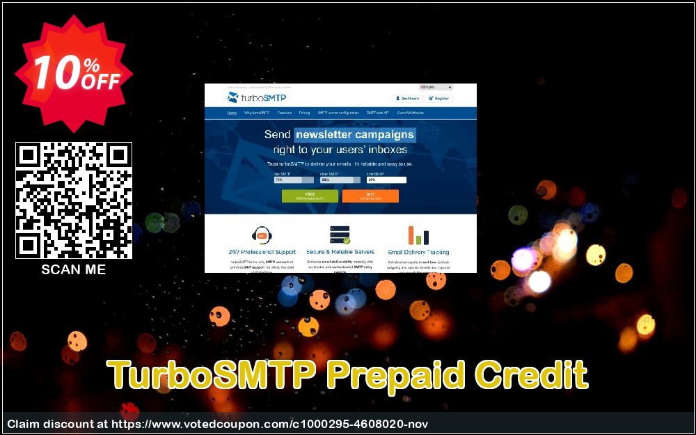 TurboSMTP Prepaid Credit Coupon, discount TurboSMTP Prepaid Credit exclusive deals code 2024. Promotion: exclusive deals code of TurboSMTP Prepaid Credit 2024