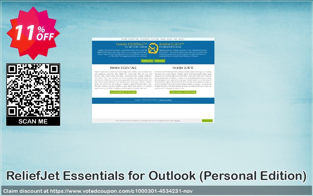 ReliefJet Essentials for Outlook, Personal Edition  Coupon, discount ReliefJet Essentials for Outlook (Personal Edition) super promotions code 2024. Promotion: super promotions code of ReliefJet Essentials for Outlook (Personal Edition) 2024