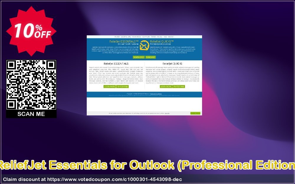 ReliefJet Essentials for Outlook, Professional Edition  Coupon, discount ReliefJet Essentials for Outlook (Professional Edition) stirring promo code 2023. Promotion: stirring promo code of ReliefJet Essentials for Outlook (Professional Edition) 2023
