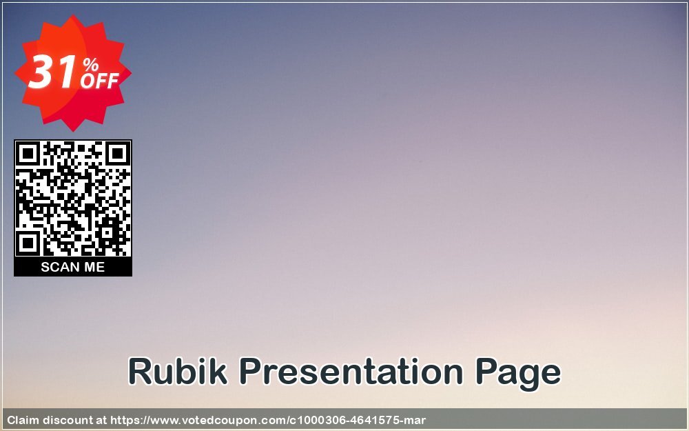 Rubik Presentation Page Coupon, discount Rubik Presentation Page Super offer code 2024. Promotion: hottest discounts code of Rubik Presentation Page 2024