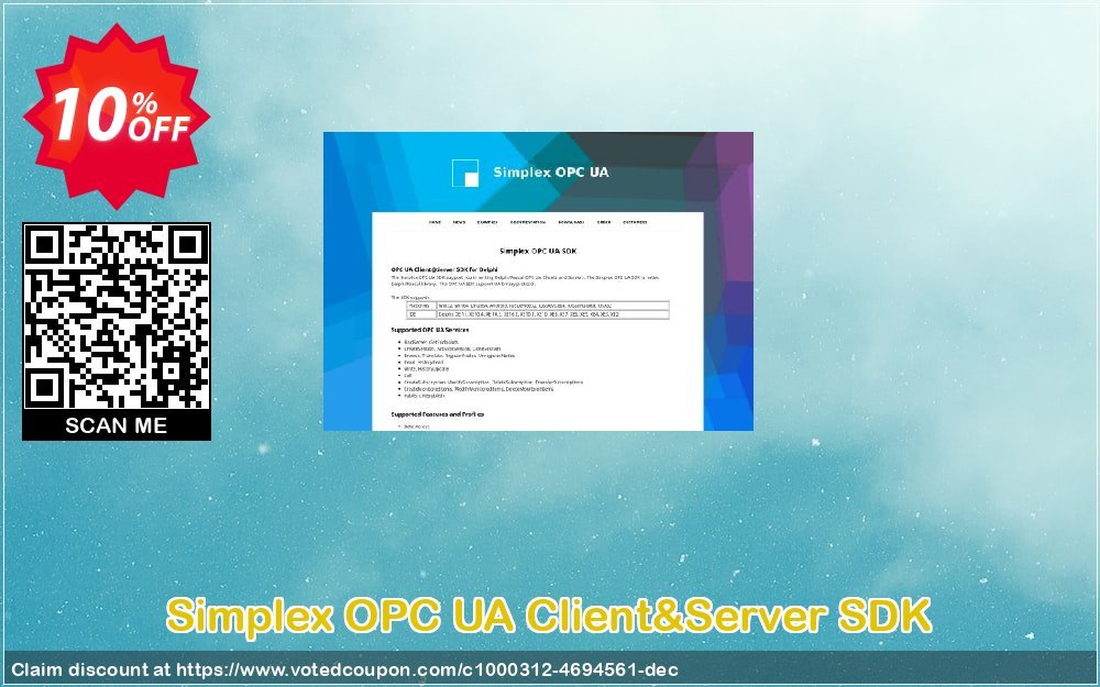 Simplex OPC UA Client&Server SDK Coupon, discount Simplex OPC UA Client&Server SDK awful deals code 2023. Promotion: awful deals code of Simplex OPC UA Client&Server SDK 2023