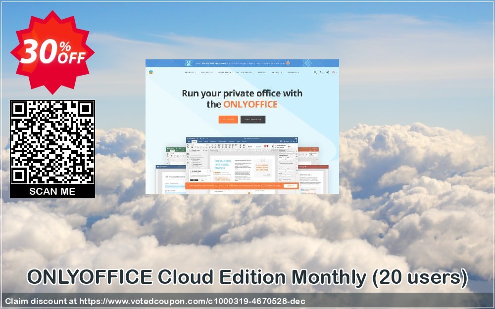 ONLYOFFICE Cloud Edition Monthly, 20 users  Coupon, discount 11-20 users - ONLYOFFICE Cloud Edition Monthly Subscription amazing promotions code 2023. Promotion: amazing promotions code of 11-20 users - ONLYOFFICE Cloud Edition Monthly Subscription 2023