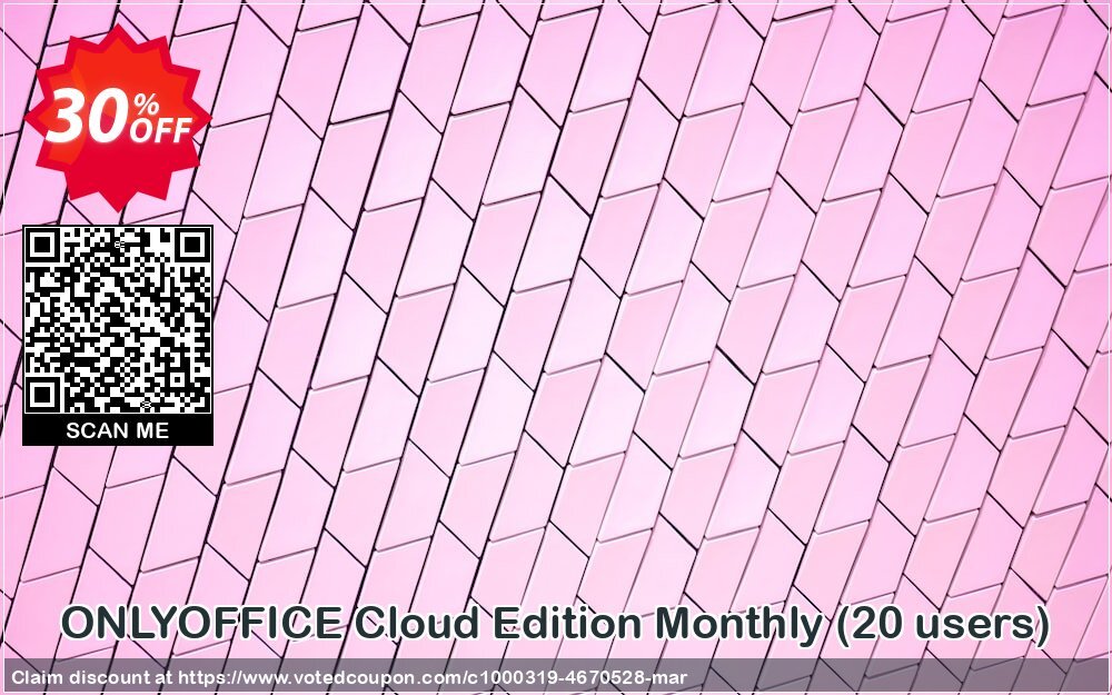 ONLYOFFICE Cloud Edition Monthly, 20 users  Coupon, discount 11-20 users - ONLYOFFICE Cloud Edition Monthly Subscription amazing promotions code 2024. Promotion: amazing promotions code of 11-20 users - ONLYOFFICE Cloud Edition Monthly Subscription 2024