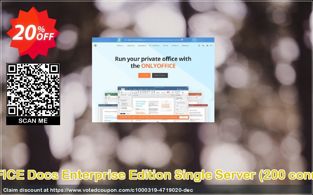 ONLYOFFICE Docs Enterprise Edition Single Server, 200 connections  Coupon, discount 20% OFF ONLYOFFICE Docs Enterprise Edition Single Server (200 connections), verified. Promotion: Stunning discount code of ONLYOFFICE Docs Enterprise Edition Single Server (200 connections), tested & approved