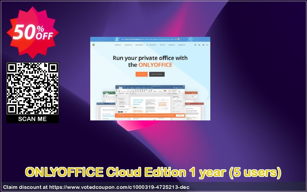 ONLYOFFICE Cloud Edition Yearly, 5 users  Coupon Code May 2024, 50% OFF - VotedCoupon