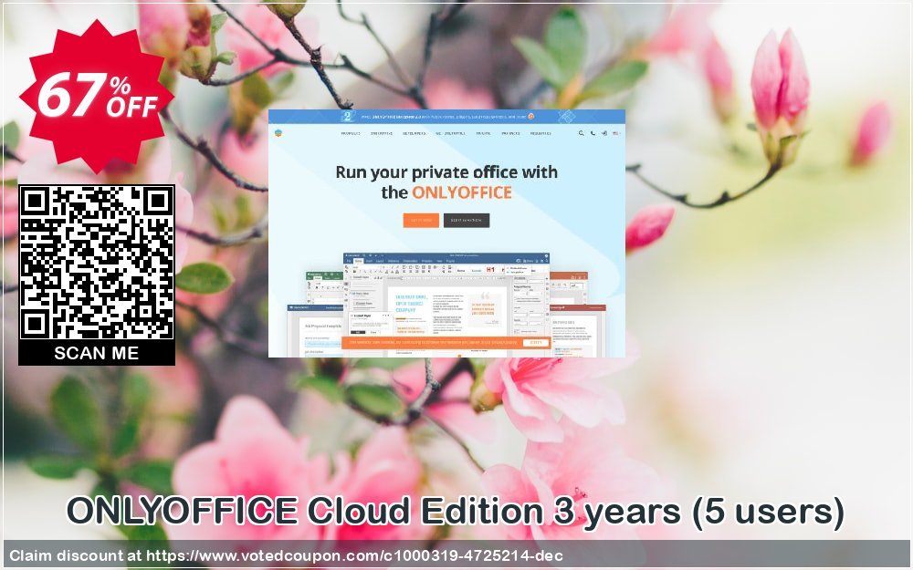 ONLYOFFICE Cloud Edition 3 years, 5 users  Coupon, discount 64% OFF ONLYOFFICE Cloud Edition 3 years (5 users), verified. Promotion: Stunning discount code of ONLYOFFICE Cloud Edition 3 years (5 users), tested & approved