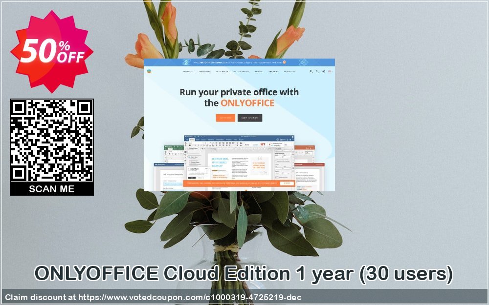 ONLYOFFICE Cloud Edition Yearly, 30 users  Coupon, discount 50% OFF ONLYOFFICE Cloud Edition 1 year (30 users), verified. Promotion: Stunning discount code of ONLYOFFICE Cloud Edition 1 year (30 users), tested & approved