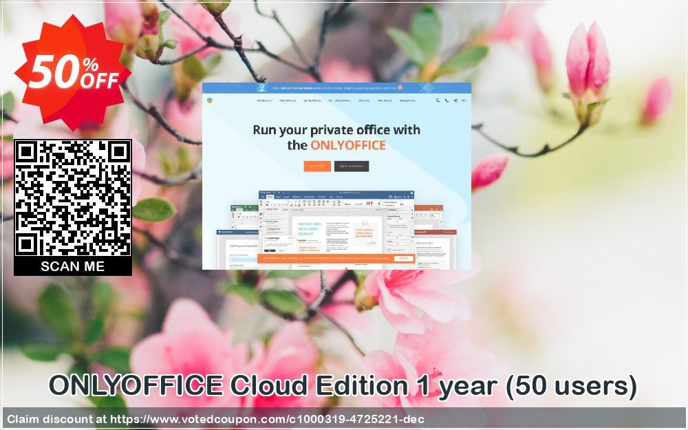 ONLYOFFICE Cloud Edition Yearly, 50 users  Coupon, discount 50% OFF ONLYOFFICE Cloud Edition 1 year (50 users), verified. Promotion: Stunning discount code of ONLYOFFICE Cloud Edition 1 year (50 users), tested & approved