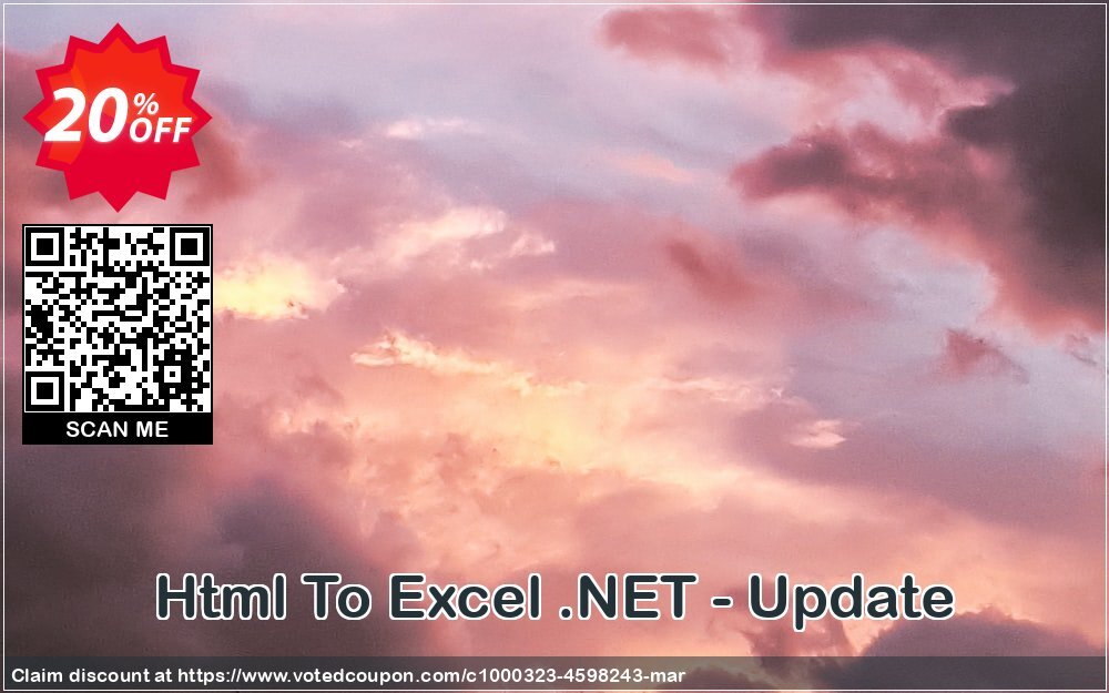 Html To Excel .NET - Update Coupon, discount Html To Excel .NET - Update hottest discount code 2024. Promotion: hottest discount code of Html To Excel .NET - Update 2024