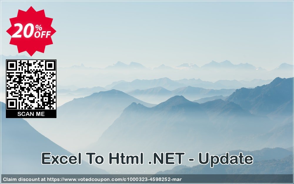 Excel To Html .NET - Update Coupon, discount Excel To Html .NET - Update stirring discounts code 2024. Promotion: stirring discounts code of Excel To Html .NET - Update 2024