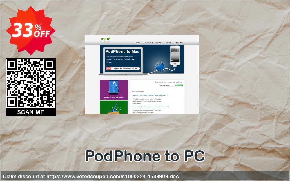PodPhone to PC Coupon, discount PodPhone to PC super promotions code 2024. Promotion: super promotions code of PodPhone to PC 2024