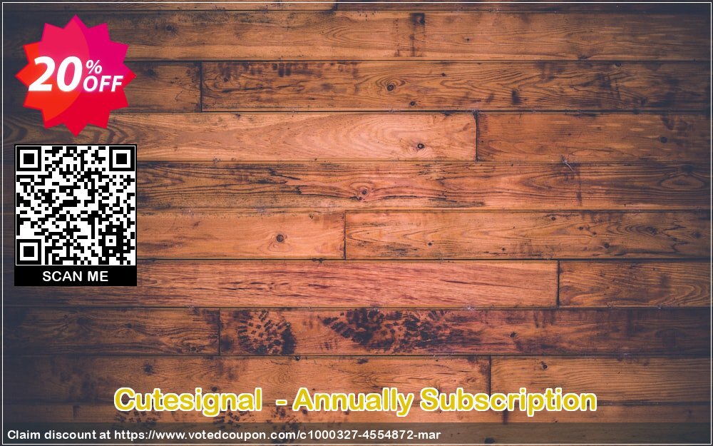 Cutesignal  - Annually Subscription Coupon, discount Cutesignal  - Annually Subscription stirring promotions code 2024. Promotion: staggering promo code of Cutesignal  - Annually Subscription 2024