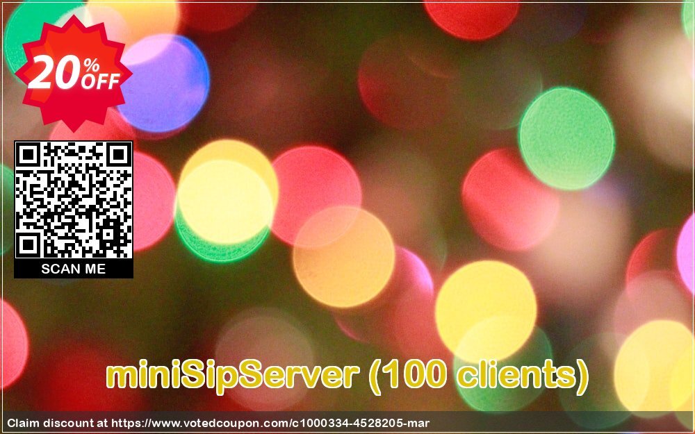 miniSipServer, 100 clients  Coupon, discount miniSipServer (100 clients) Awful promo code 2024. Promotion: best deals code of miniSipServer (100 clients) 2024