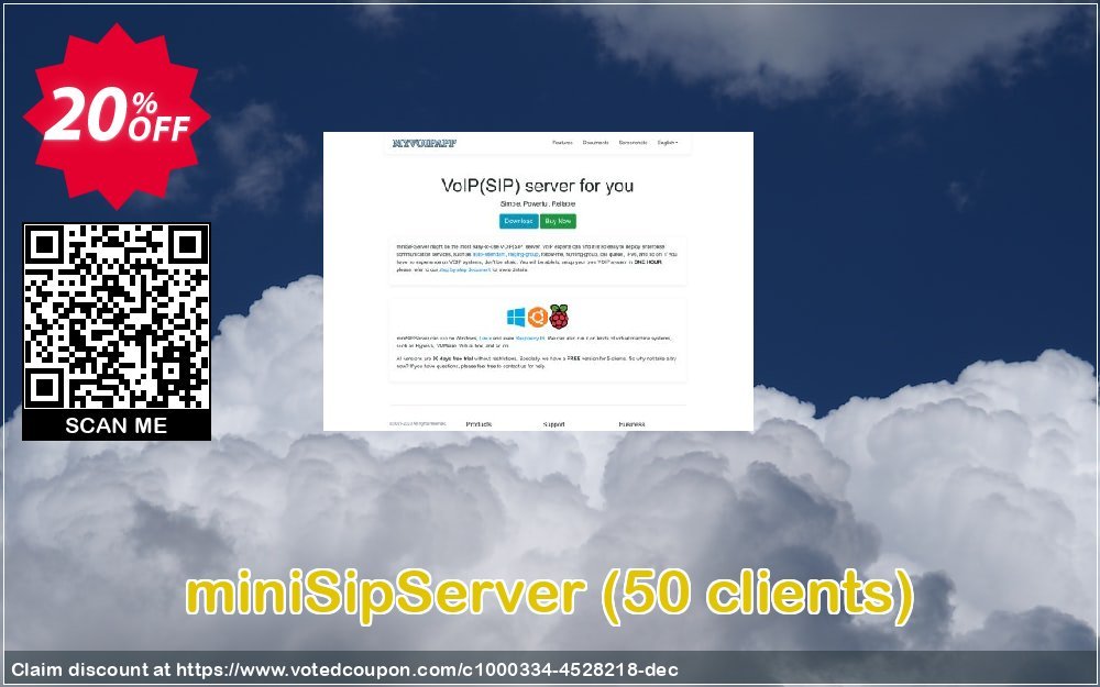 miniSipServer, 50 clients  Coupon, discount miniSipServer (50 clients) formidable sales code 2023. Promotion: formidable sales code of miniSipServer (50 clients) 2023