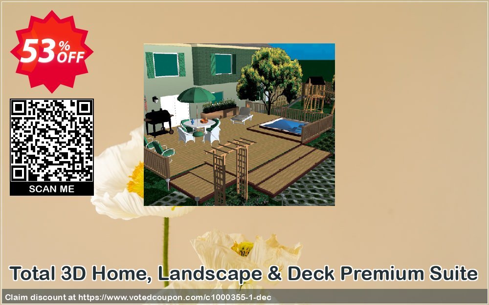 Total 3D Home, Landscape & Deck Premium Suite Coupon, discount 40% OFF Total 3D Home, Landscape & Deck Premium Suite, verified. Promotion: Amazing promo code of Total 3D Home, Landscape & Deck Premium Suite, tested & approved