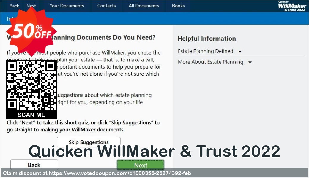 Quicken WillMaker & Trust 2022 Coupon, discount Quicken® WillMaker® Plus 2024 - Windows Super promo code 2024. Promotion: Amazing promo code of Quicken® WillMaker Plus 2024, tested in October 2024