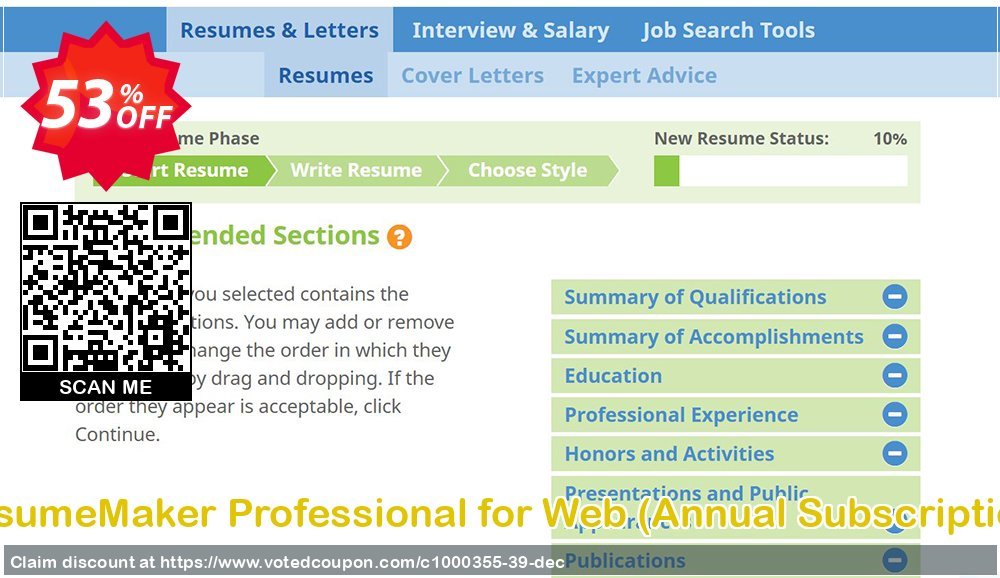 ResumeMaker Professional for Web, Annual Subscription  Coupon Code Apr 2024, 53% OFF - VotedCoupon