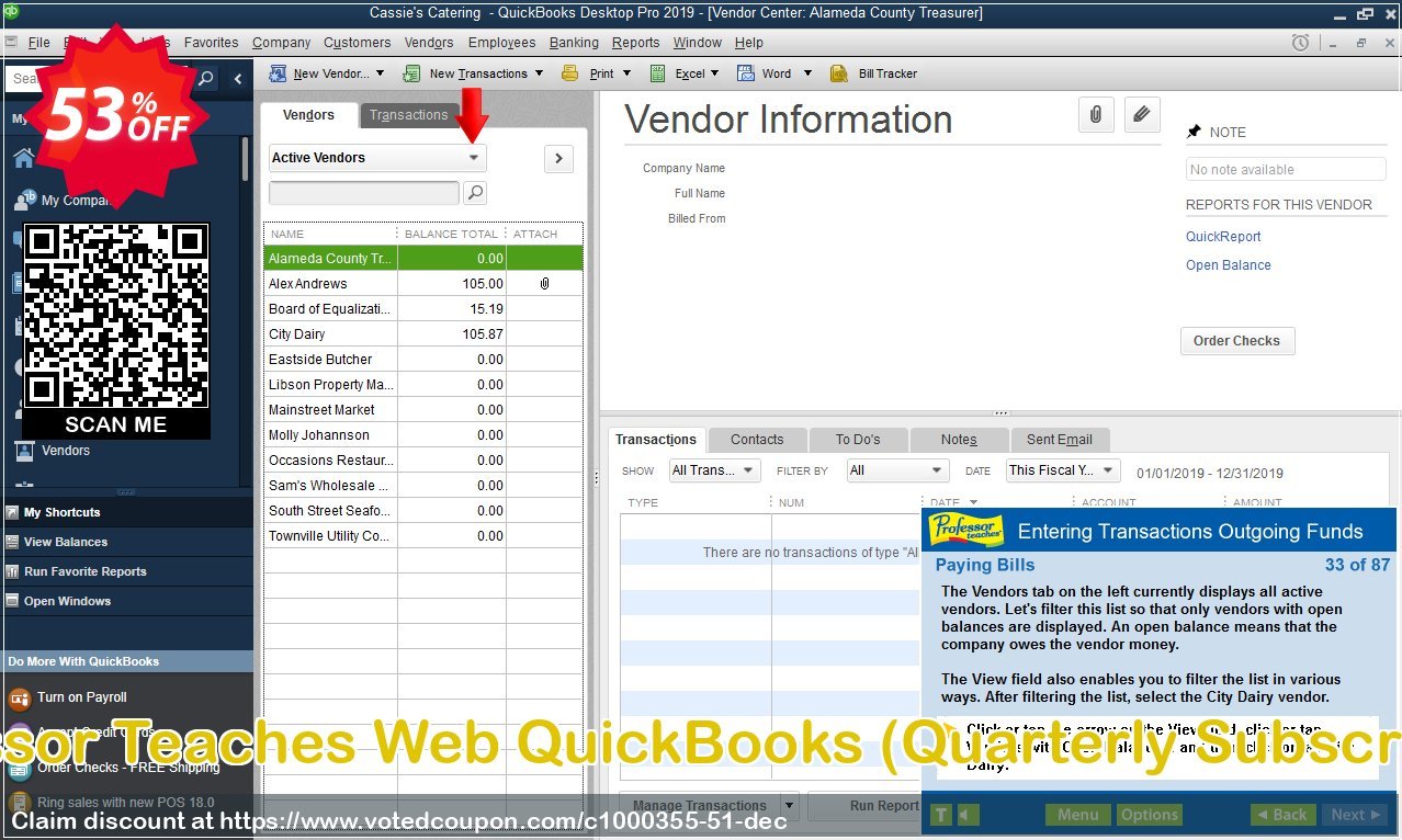 Professor Teaches Web QuickBooks, Quarterly Subscription  Coupon Code Apr 2024, 53% OFF - VotedCoupon