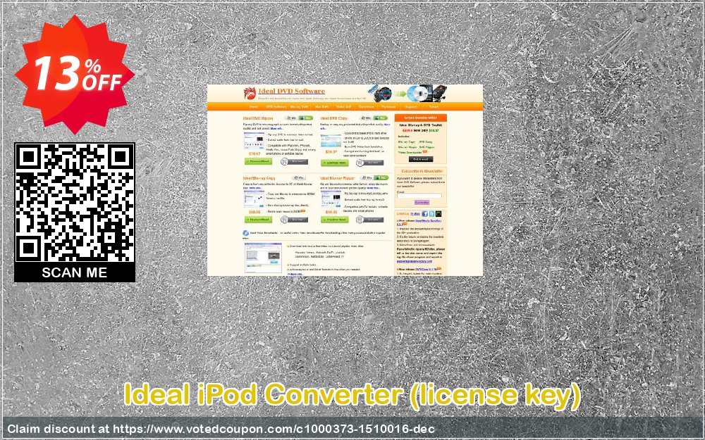 Ideal iPod Converter, Plan key  Coupon, discount Ideal iPod Converter (license key) staggering offer code 2023. Promotion: staggering offer code of Ideal iPod Converter (license key) 2023