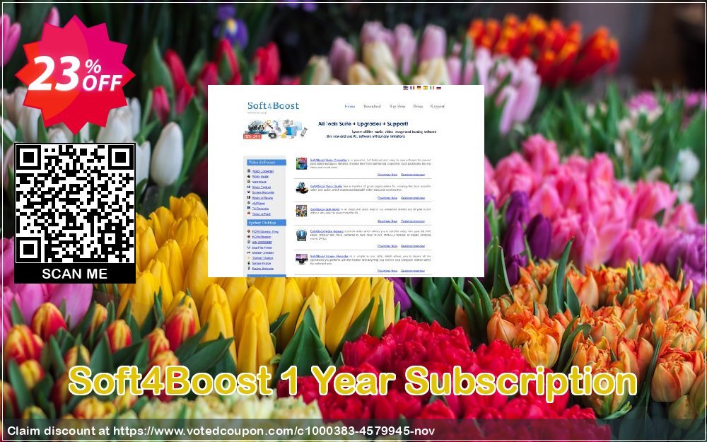 Soft4Boost Yearly Subscription Coupon, discount Soft4Boost 1 Year Subscription formidable promo code 2023. Promotion: formidable promo code of Soft4Boost 1 Year Subscription 2023