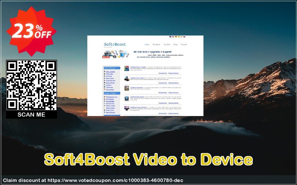 Soft4Boost Video to Device Coupon, discount Soft4Boost Video to Device imposing sales code 2023. Promotion: imposing sales code of Soft4Boost Video to Device 2023