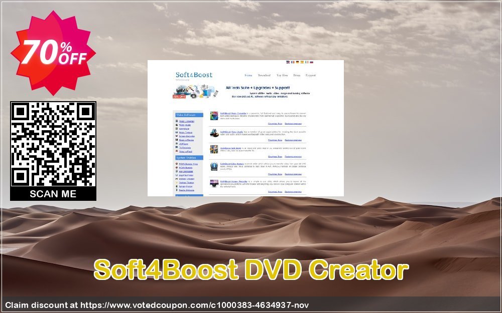 Soft4Boost DVD Creator Coupon, discount Soft4Boost DVD Creator impressive promo code 2023. Promotion: impressive promo code of Soft4Boost DVD Creator 2023