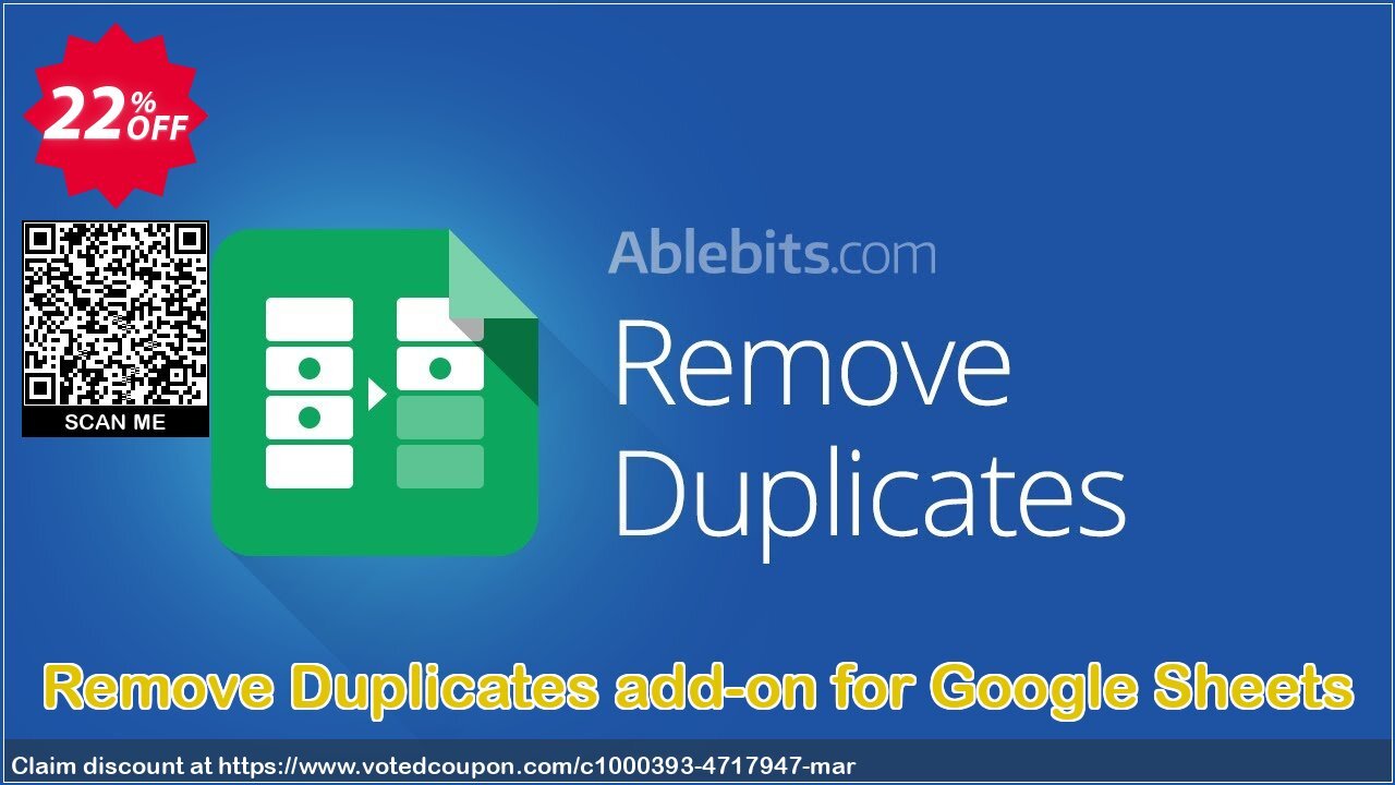 Remove Duplicates add-on for Google Sheets Coupon, discount Remove Duplicates add-on for Google Sheets, 12-month subscription dreaded deals code 2024. Promotion: dreaded deals code of Remove Duplicates add-on for Google Sheets, 12-month subscription 2024