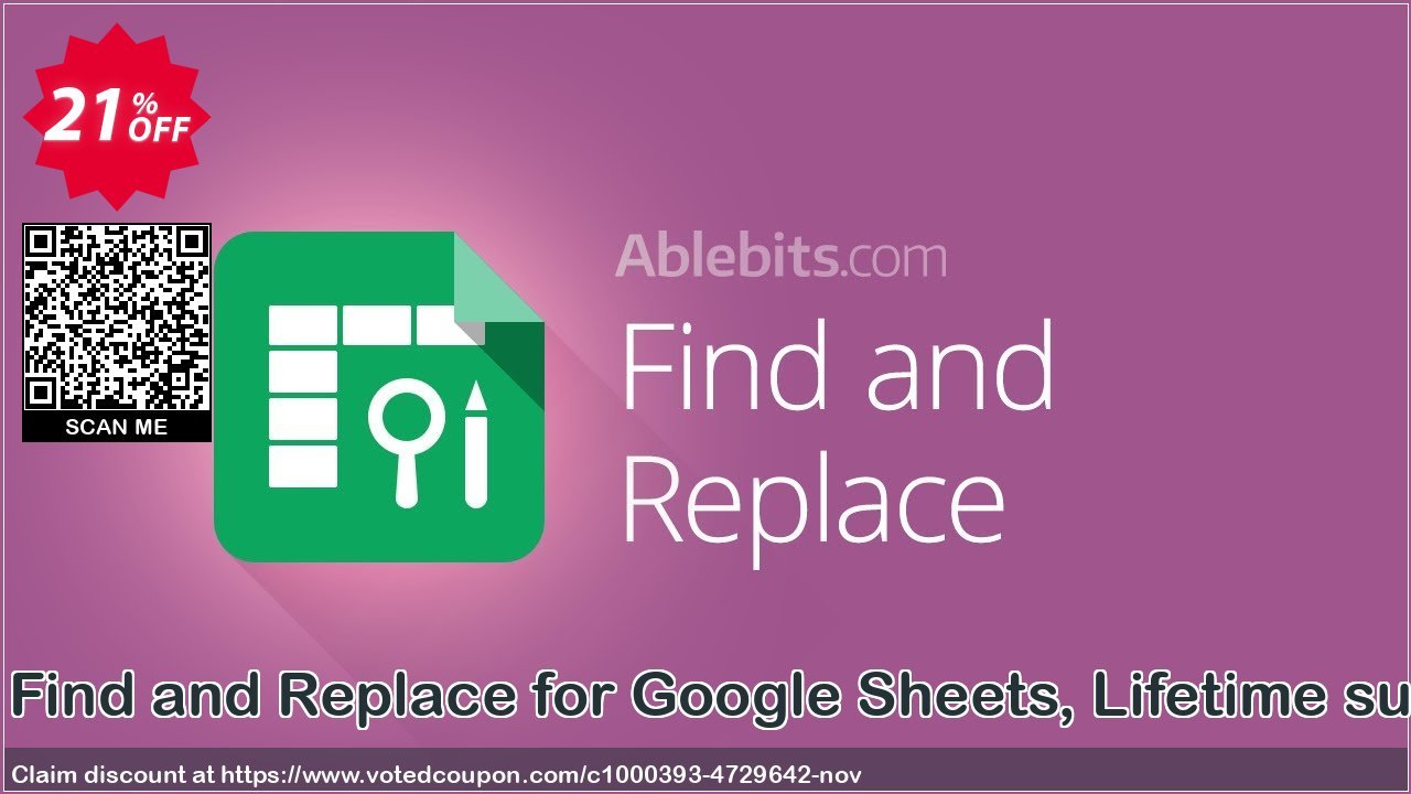 Advanced Find and Replace for Google Sheets, Lifetime subscription Coupon, discount Advanced Find and Replace for Google Sheets, Lifetime subscription special promotions code 2024. Promotion: special promotions code of Advanced Find and Replace for Google Sheets, Lifetime subscription 2024