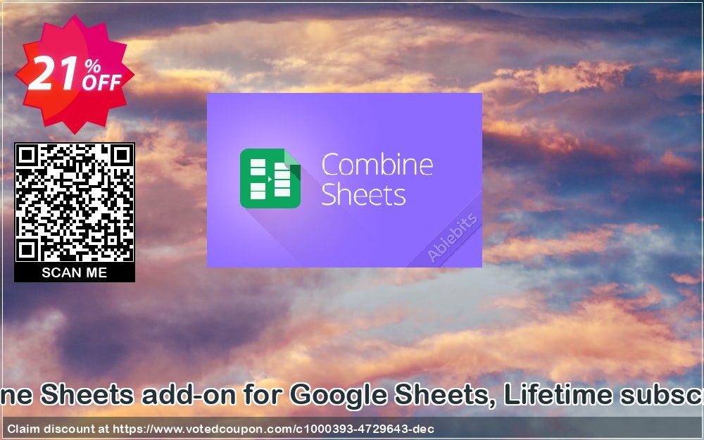 Combine Sheets add-on for Google Sheets, Lifetime subscription Coupon, discount Combine Sheets add-on for Google Sheets, Lifetime subscription exclusive sales code 2024. Promotion: exclusive sales code of Combine Sheets add-on for Google Sheets, Lifetime subscription 2024