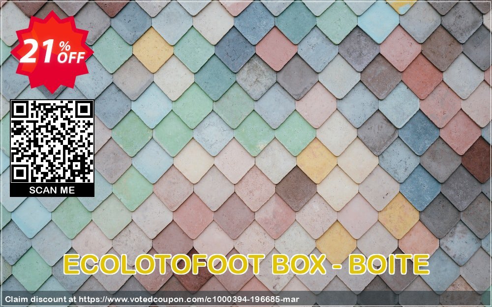 ECOLOTOFOOT BOX - BOITE Coupon, discount ECOLOTOFOOT BOX - BOITE big promo code 2024. Promotion: big promo code of ECOLOTOFOOT BOX - BOITE 2024