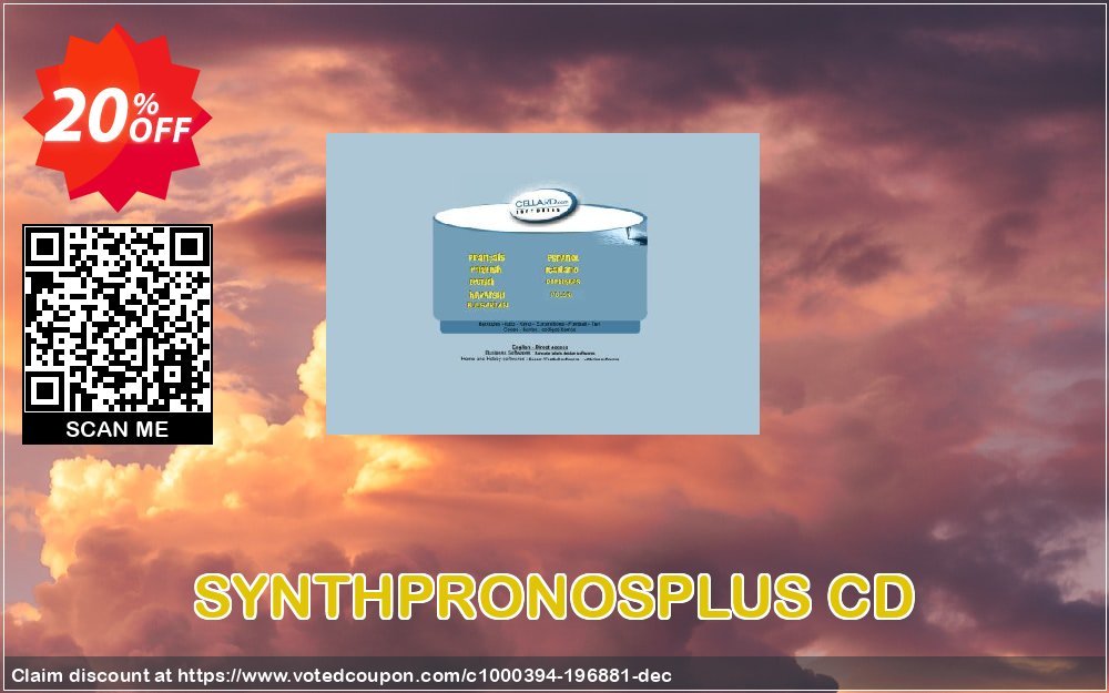 SYNTHPRONOSPLUS CD Coupon, discount SYNTHPRONOSPLUS CD formidable promo code 2023. Promotion: formidable promo code of SYNTHPRONOSPLUS CD 2023