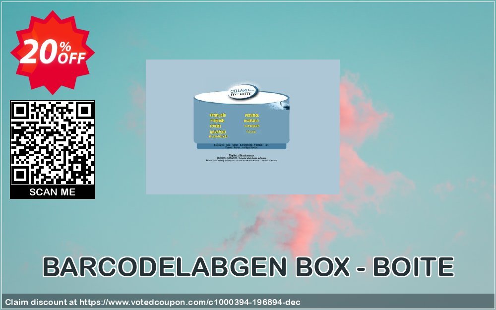 BARCODELABGEN BOX - BOITE Coupon, discount BARCODELABGEN BOX - BOITE special discount code 2023. Promotion: special discount code of BARCODELABGEN BOX - BOITE 2023